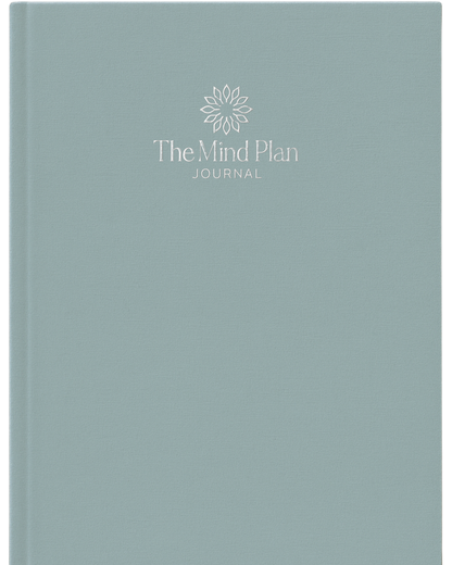 The Mind Plan Journal in light bluey/grey linen